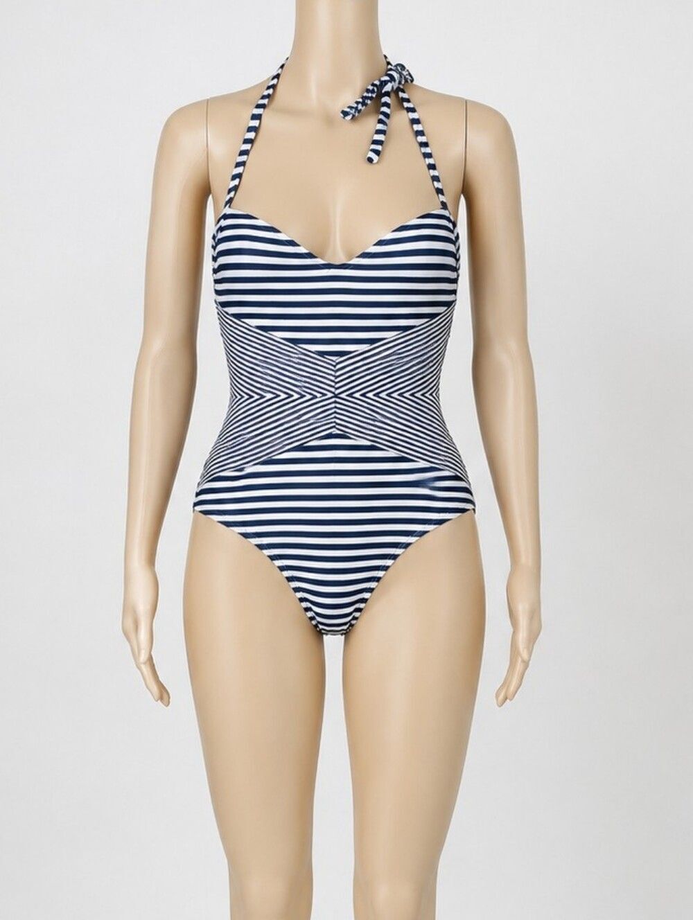 Sia Australia blue striped one peice bathing suite